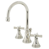 Millennium Two-Handle 3-Hole Deck Mount Widespread Bathroom Faucet with Brass Pop-Up Drain