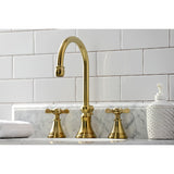 Essex Two-Handle 3-Hole Deck Mount Widespread Bathroom Faucet with Brass Pop-Up Drain