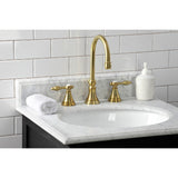 Tudor Two-Handle 3-Hole Deck Mount Widespread Bathroom Faucet with Brass Pop-Up Drain