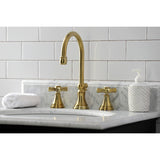 Millennium Two-Handle 3-Hole Deck Mount Widespread Bathroom Faucet with Brass Pop-Up Drain