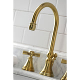 Millennium Two-Handle 3-Hole Deck Mount Widespread Bathroom Faucet with Brass Pop-Up Drain