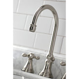 Governor Two-Handle 3-Hole Deck Mount Widespread Bathroom Faucet with Brass Pop-Up Drain