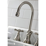 Essex Two-Handle 3-Hole Deck Mount Widespread Bathroom Faucet with Brass Pop-Up Drain