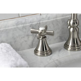 Millennium Two-Handle 3-Hole Deck Mount Widespread Bathroom Faucet with Brass Pop-Up Drain