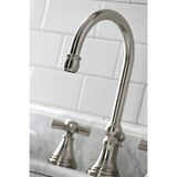 Millennium Two-Handle 3-Hole Deck Mount Widespread Bathroom Faucet with Brass Pop-Up Drain