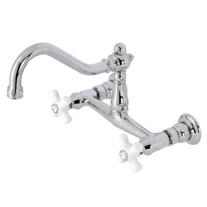 Vintage Double-Handle 2-Hole Wall Mount Bathroom Faucet