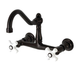 Vintage Double-Handle 2-Hole Wall Mount Bathroom Faucet