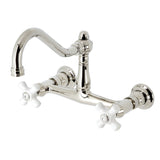 Vintage Double-Handle 2-Hole Wall Mount Bathroom Faucet