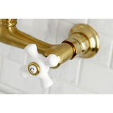 Vintage Double-Handle 2-Hole Wall Mount Bathroom Faucet