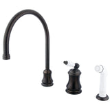 Restoration Single-Handle 3-Hole Deck Mount Widespread Kitchen Faucet with Plastic Sprayer