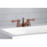 Restoration Two-Handle 3-Hole Deck Mount Mini-Widespread Bathroom Faucet with Brass Pop-Up