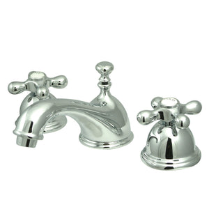 Restoration Two-Handle 3-Hole Deck Mount Widespread Bathroom Faucet with Brass Pop-Up Drain