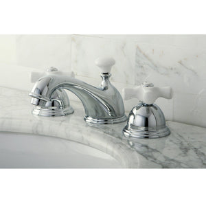 Restoration Two-Handle 3-Hole Deck Mount Widespread Bathroom Faucet with Brass Pop-Up Drain