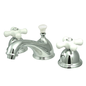 Restoration Two-Handle 3-Hole Deck Mount Widespread Bathroom Faucet with Brass Pop-Up Drain