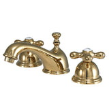 Restoration Two-Handle 3-Hole Deck Mount Widespread Bathroom Faucet with Brass Pop-Up Drain