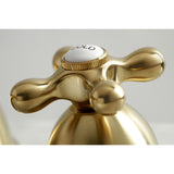 Restoration Two-Handle 3-Hole Deck Mount Widespread Bathroom Faucet with Brass Pop-Up Drain