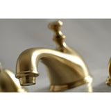 Restoration Two-Handle 3-Hole Deck Mount Widespread Bathroom Faucet with Brass Pop-Up Drain