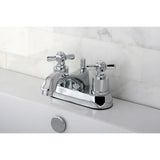 Millennium Double-Handle 3-Hole Deck Mount 4-Inch Centerset Bathroom Faucet with Brass Pop-Up