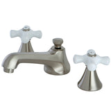 Two-Handle 3-Hole Deck Mount Widespread Bathroom Faucet with Brass Pop-Up Drain