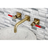 Kaiser Two-Handle 3-Hole Wall Mount Bathroom Faucet