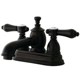 Heirloom Double-Handle 3-Hole Deck Mount 4-Inch Centerset Bathroom Faucet with Brass Pop-Up