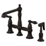 Duchess Two-Handle 4-Hole Deck Mount Bridge Kitchen Faucet with Brass Side Sprayer