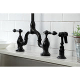 English Country Two-Handle 3-Hole Deck Mount Bridge Kitchen Faucet with Brass Side Sprayer