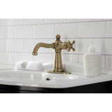 Nautical One-Handle 1-Hole Bathroom Faucet with Deck Plate and Push Pop-Up Drain