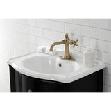 Nautical One-Handle 1-Hole Bathroom Faucet with Deck Plate and Push Pop-Up Drain