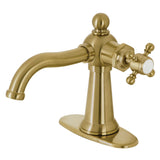 Nautical One-Handle 1-Hole Bathroom Faucet with Deck Plate and Push Pop-Up Drain