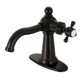 Nautical One-Handle 1-Hole Bathroom Faucet with Deck Plate and Push Pop-Up Drain