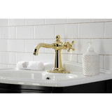 Nautical One-Handle 1-Hole Bathroom Faucet with Deck Plate and Push Pop-Up Drain