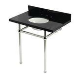 Templeton 36-Inch Black Granite Console Sink with Brass Legs