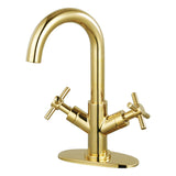 Concord Two-Handle 1-Hole Bathroom Faucet with Deck Plate and Push Pop-Up Drain