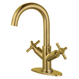 Concord Two-Handle 1-Hole Bathroom Faucet with Deck Plate and Push Pop-Up Drain