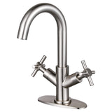 Concord Two-Handle 1-Hole Bathroom Faucet with Deck Plate and Push Pop-Up Drain