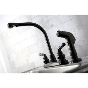 Water Onyx Two-Handle 4-Hole 8" Centerset Kitchen Faucet with Side Sprayer