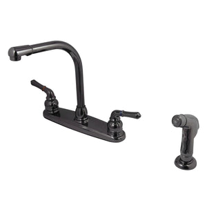 Water Onyx Two-Handle 4-Hole 8" Centerset Kitchen Faucet with Side Sprayer