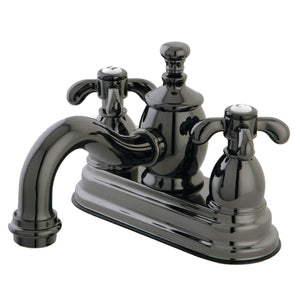 Water Onyx Double-Handle 3-Hole Deck Mount 4-Inch Centerset Bathroom Faucet with Brass Pop-Up