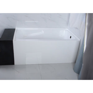 Aqua Eden 54-Inch Acrylic Rectangular 3-Wall Alcove Tub with Arm Rest and Right Hand Drain Hole