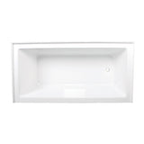 Aqua Eden 66-Inch Acrylic Rectangular 3-Wall Alcove Tub, Right Hand Drain