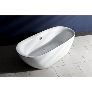 Aqua Eden 71-Inch Acrylic Oval Double Ended Freestanding Tub with Drain