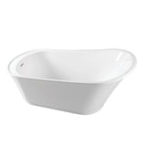 Freesia 60-Inch Acrylic Oval Single Slipper Freestanding Tub with Drain